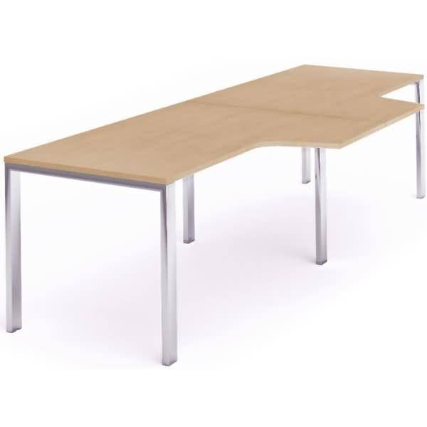 Mehrfacharbeitstisch Total L-Form BxTxH 320x120/80x73cm Gestell verchromt Platte Melamin buche