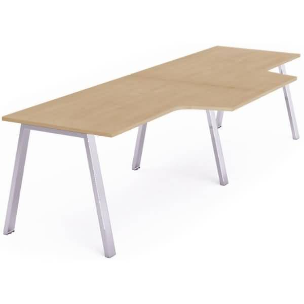 Mehrfacharbeitstisch Blanca L-Form BxTxH 360x120/80x73cm Gestell verchromt Platte Melamin buche