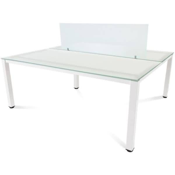 Trennwand 40x136cm Glas (Doppeltische Melaminplatte)