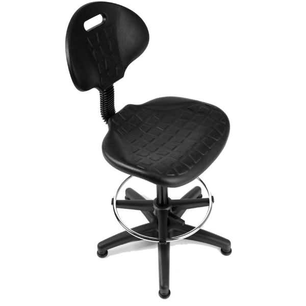Drehstuhl hoch mit Fußstütze Sitzfläche Kunststoff schwarz
