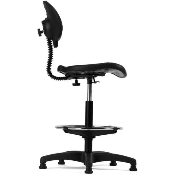 Drehstuhl hoch mit Fußstütze Sitzfläche Kunststoff schwarz