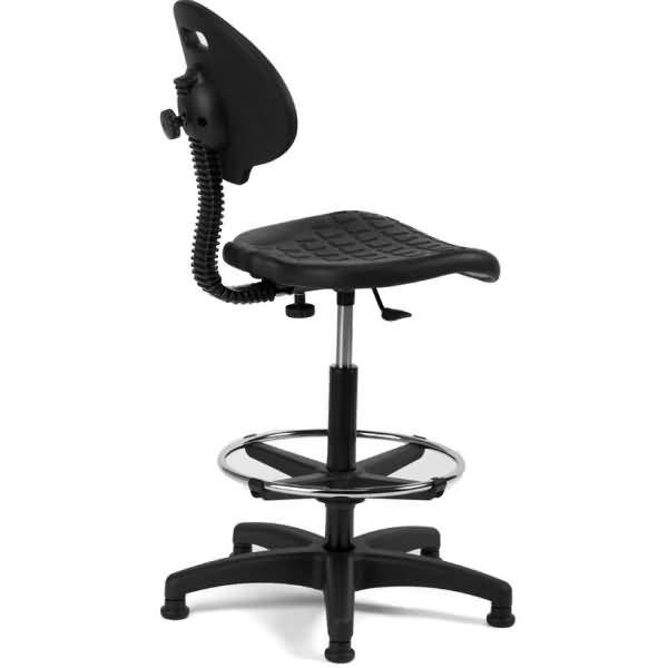 Drehstuhl hoch mit Fußstütze Sitzfläche Kunststoff schwarz