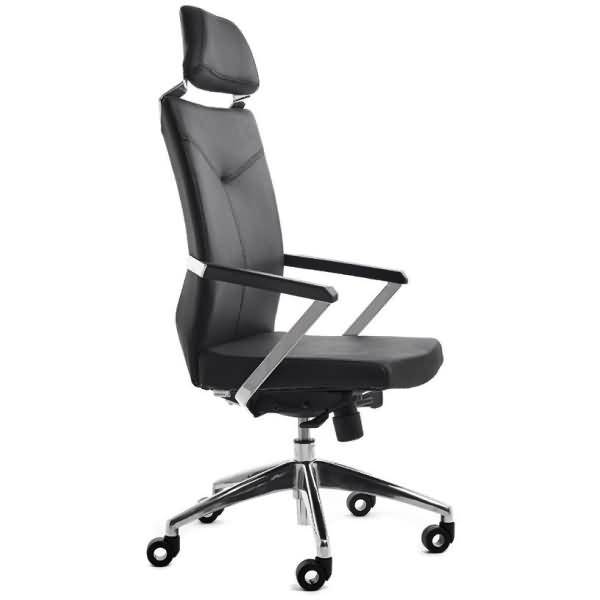 Chefsessel mit Kopfstütze und Armlehnen Kunstleder schwarz