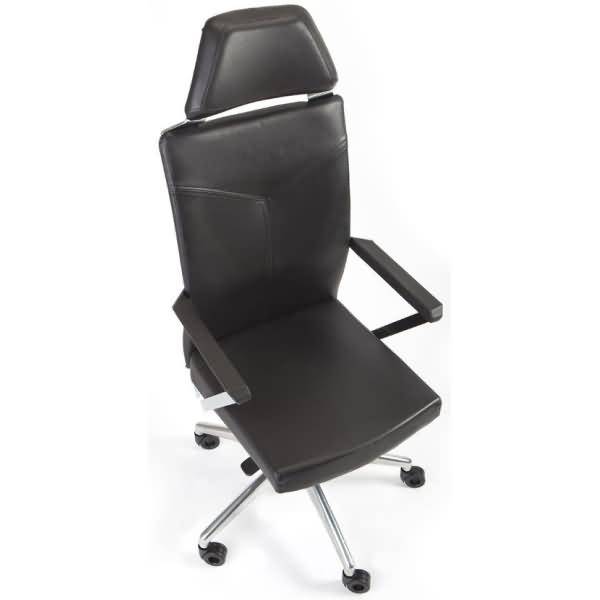 Chefsessel mit Kopfstütze und Armlehnen Kunstleder schwarz