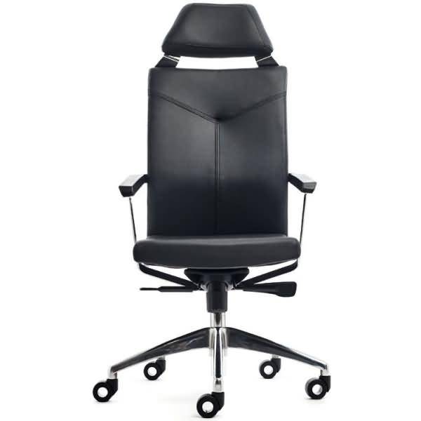 Chefsessel mit Kopfstütze und Armlehnen Kunstleder schwarz