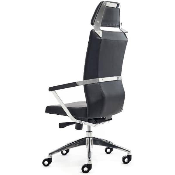 Chefsessel mit Kopfstütze und Armlehnen Kunstleder schwarz