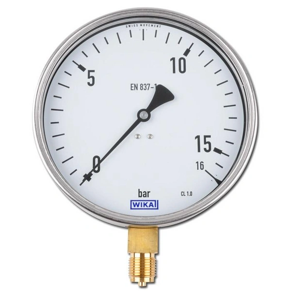 Manometer - Klasse 1,0 - Ø 160 - Überdruck - Anschluss G 1/2" B unten - Skalenteilung 0,5 - Anzeigebereich 0 bis 16 bar Manometer - Klasse 1,0 - Ø 160 - Überdruck - Anschluss G 1/2" B unten - Skalenteilung 0,5 - Anzeigebereich 0 bis 16 bar