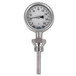 Bimetallthermometer Klasse 1,0 - Anzeigebereich 0°C bis +60°C - Meßbereich +10°C bis +50°C - Tauchschaftlänge 160 mm - Skalenteilung 1°C
