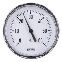 Bimetallthermometer - waagerecht - Kunststoffgehäuse Ø 100 und CU-Schutzrohr - Kl. 2,0 - Anzeigebereich 0°C/+120°C