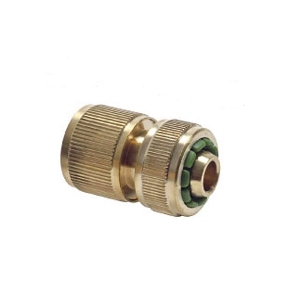 Schnellkupplung, Gartenschlauch - für Schlauch Innen-Ø 13 mm (1/2") - Messing, NBR Dichtung - mit Wasserstop - PN 0 bis 8 bar