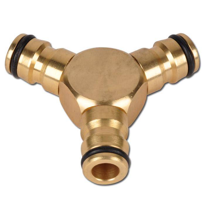 Gardena Stecker 3 Wege, Gartenschlauch - Messing - NBR Dichtung - Nylon Klemmring - max 60°C - PN 0 bis 8 bar