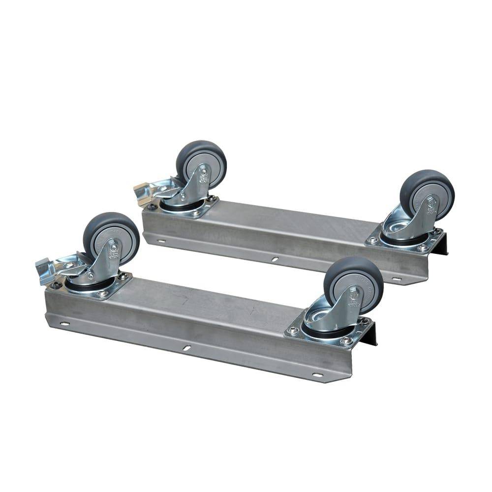 Mobil-Set für Pinselwaschtisch GT Maxi und GT Compact - 2 Edelstahlschienen - Lenkrollen - bremsbar