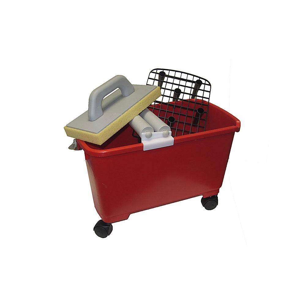 Fliesenwaschset Wasch-Profi - 8-teilig - Kunststoffeimer rollbar - Volumen 22 Liter