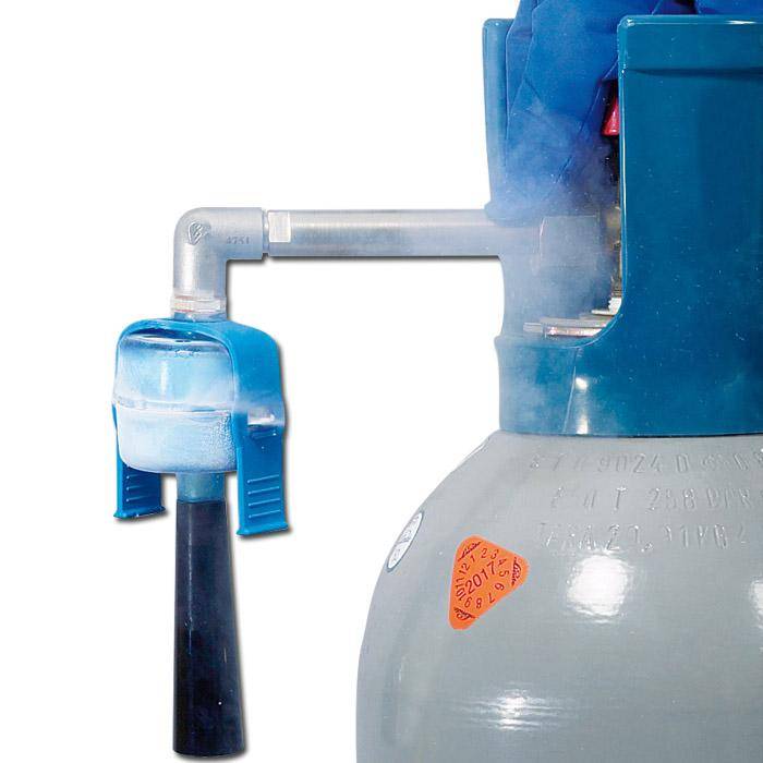 Trockeneisgerät SnowPack 50 - für -79°C Trockeneistablette - Tablet x H 50 x 30 mm - Gewicht 50 g - Tablett per 22 kg Flasched ca. 90