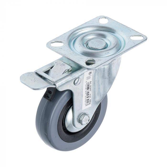 Lenkrolle mit Feststeller - mit Anschraubsockel - Rad-Ø 75 mm - Bauhöhe 95 mm - Tragkraft 50 kg