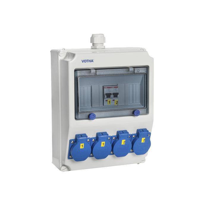 Wandverteiler "Worms" - 4x Steckdose 230 V - 2x LS 16 A, 1-polig, C