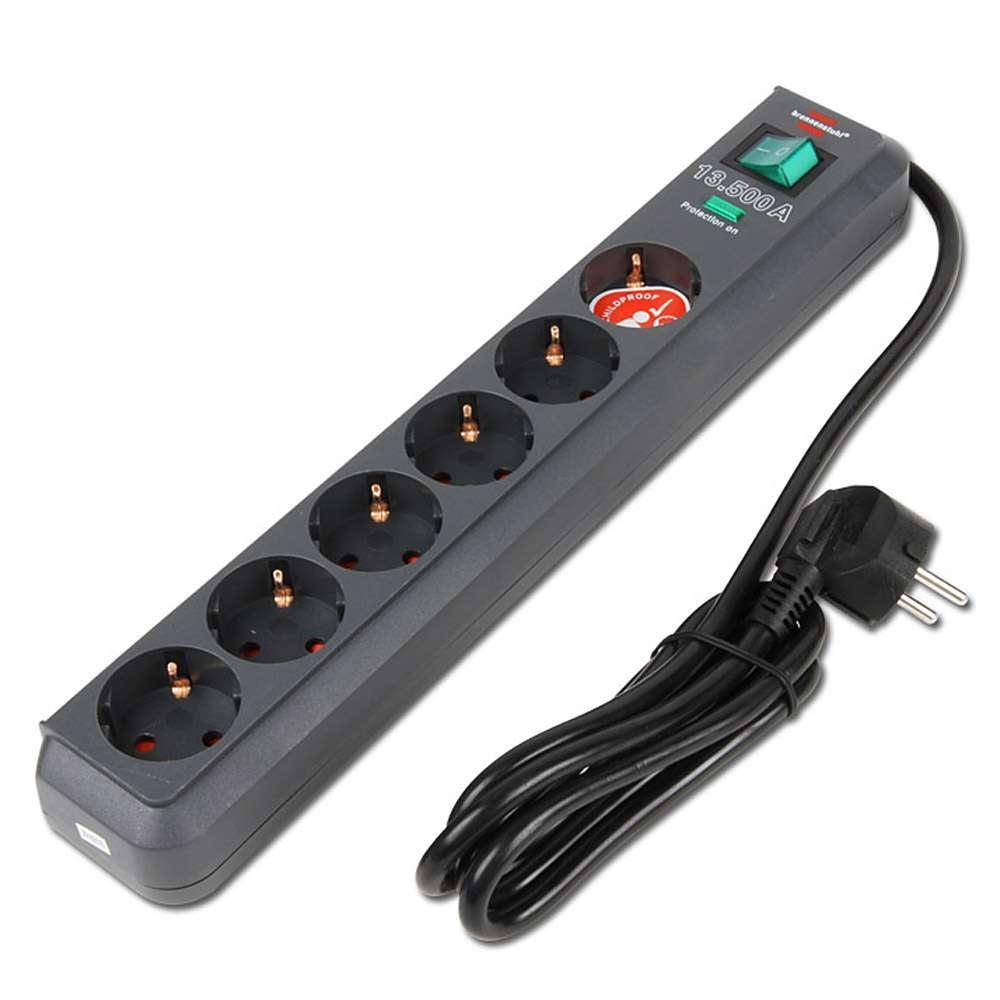 Steckdosenleiste Eco-Line - 6-fach - anthrazit - 1,5 m Kabel