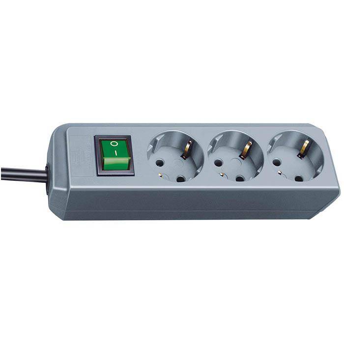 Steckdosenleiste - 3-fach - Kabellänge 1,5 m - Länge 20,5 cm - silber