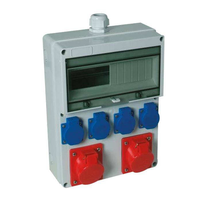 Wandverteiler "Würzburg" - 4 Steckdose 230 V~ - 2 CEE-Steckdose 16 A, 400 V~, 6 h