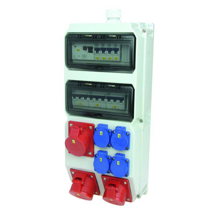 Wandverteiler "DELTA STROBL" - Kunststoff - 1x32A/ 2x16A/ 4xSSD