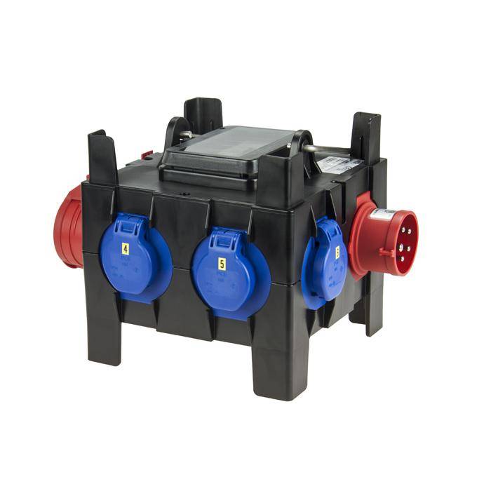 Mobilverteiler "IMST" - 1 x CEE-Stecker/ 2 x CEE-/ 4 x Schuko-Steckdose