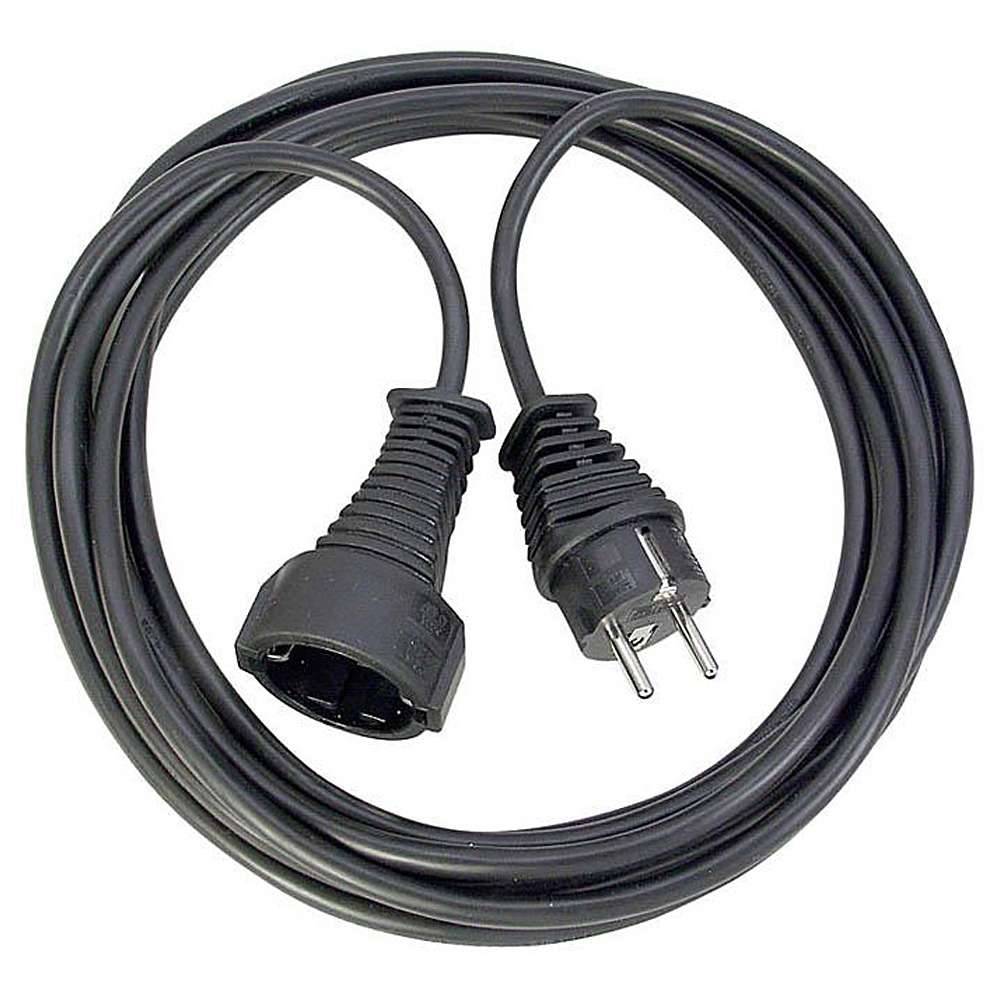Verlängerungskabel - 2 m - schwarz - H05VV-F3G1,5 - mit Schutzkontakt-Stecker und -Kupplung