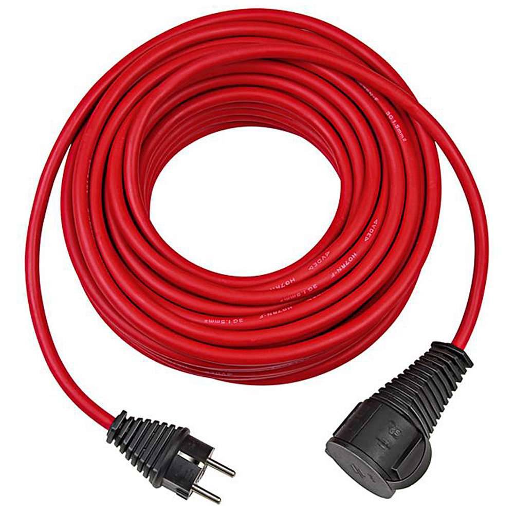 Verlängerungskabel - 10 m - rot - H07RN-F3G1,5 - mit Schutzkontakt-Stecker und -Kupplung mit Verschlusskappe
