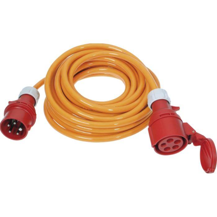 SIROX® CEE-Verlängerung mit PUR-Leitung - Nennspannung 400 V - Nennstrom 16 A - 5-polig - Schutzart IP 44 - Länge 10 m - orange