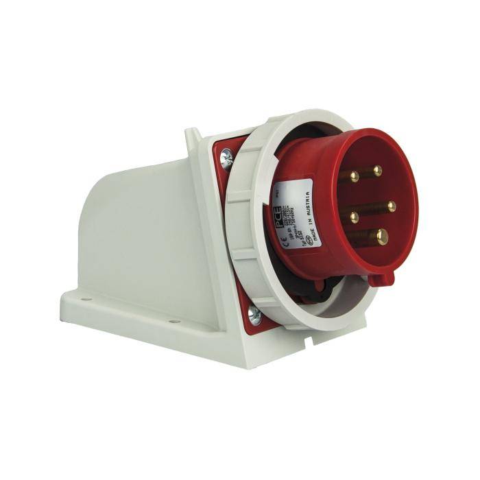 SIROX® CEE-Wandgerätestecker - 5-polig - Nennspannung 400 V - Nennstrom 16 A - Schutzart IP 67 - rot
