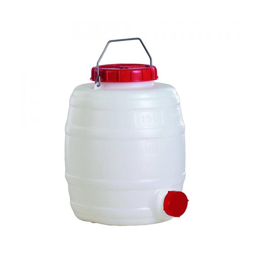 Kunststofffass - Volumen 15 Liter - Gesamtdurchmesser 300 mm - Höhe 300 mm - Gesamthöhe 340 mm - Durchmesser Schraubring 120 mm - Gewicht 1 kg