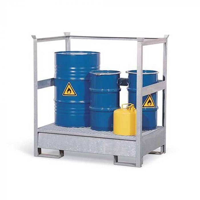 Gefahrstoffstation 2 P2-R - Stahl verzinkt - für 2 Fässer à 200 Liter - mit Rahmen - stapelbar