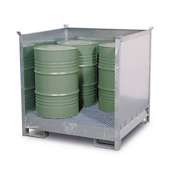 Gefahrstoffstation 4 P2-O - Stahl verzinkt - für 4 Fässer à 200 Liter - stapelbar