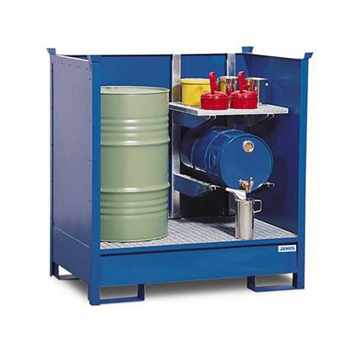 Gefahrstoffstation 2 P2-O - Stahl lackiert - mit Regal zur Kleingebindelagerung - stapelbar