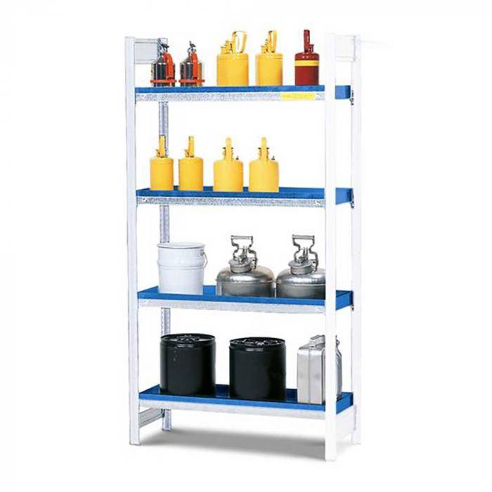 Gefahrstoffregal GRW 1040 - Anbaufeld - 1010 x 440 x 2000 mm - 4 Stahlwannen - für wassergefährdende Stoffe