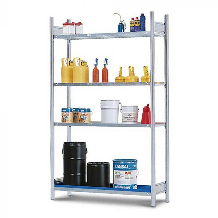 Gefahrstoffregal GRG 1340 - Grundfeld - 1360 x 440 x 2000 mm - 3 Gitterroste - für entzündbare Stoffe