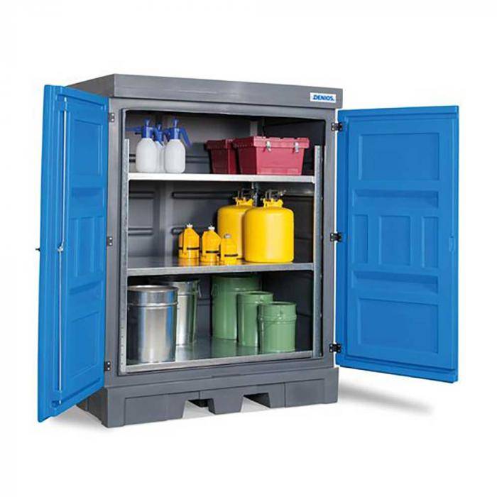 PolySafe-Depot Typ D - Polyethylen (PE) - mit Stahlregal - für Kleingebinde
