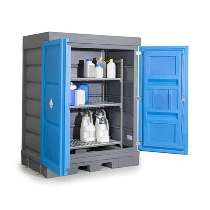 PolySafe-Depot Typ D - Polyethylen (PE) - mit Kunststoffregal - für Kleingebinde