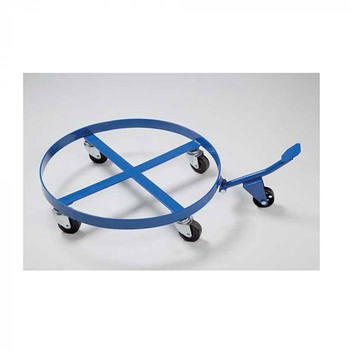 Fassroller - Stahl - für 200-Liter-Fässer - mit Kippmechanik - 4 Lenkrollen - blau