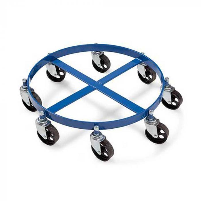 Fassroller HD (Heavy Duty) - Stahl - für 200-Liter-Fässer - Traglast 500 kg - 8 Lenkrollen - blau