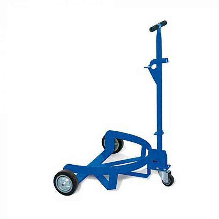Fassroller CADDY - Stahl - für 200-l-Fässer - Tragkraft 250 kg - Hebel-/Zugstange - blau