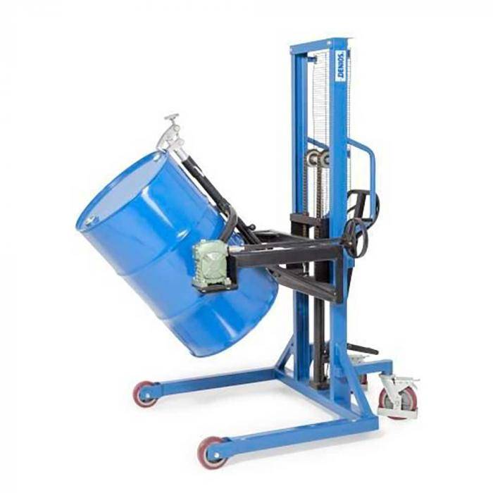 Fasslifter Servo FW-D - Stahl lackiert - Lenkrollen mit Fußschutz - mit Drehkurbel