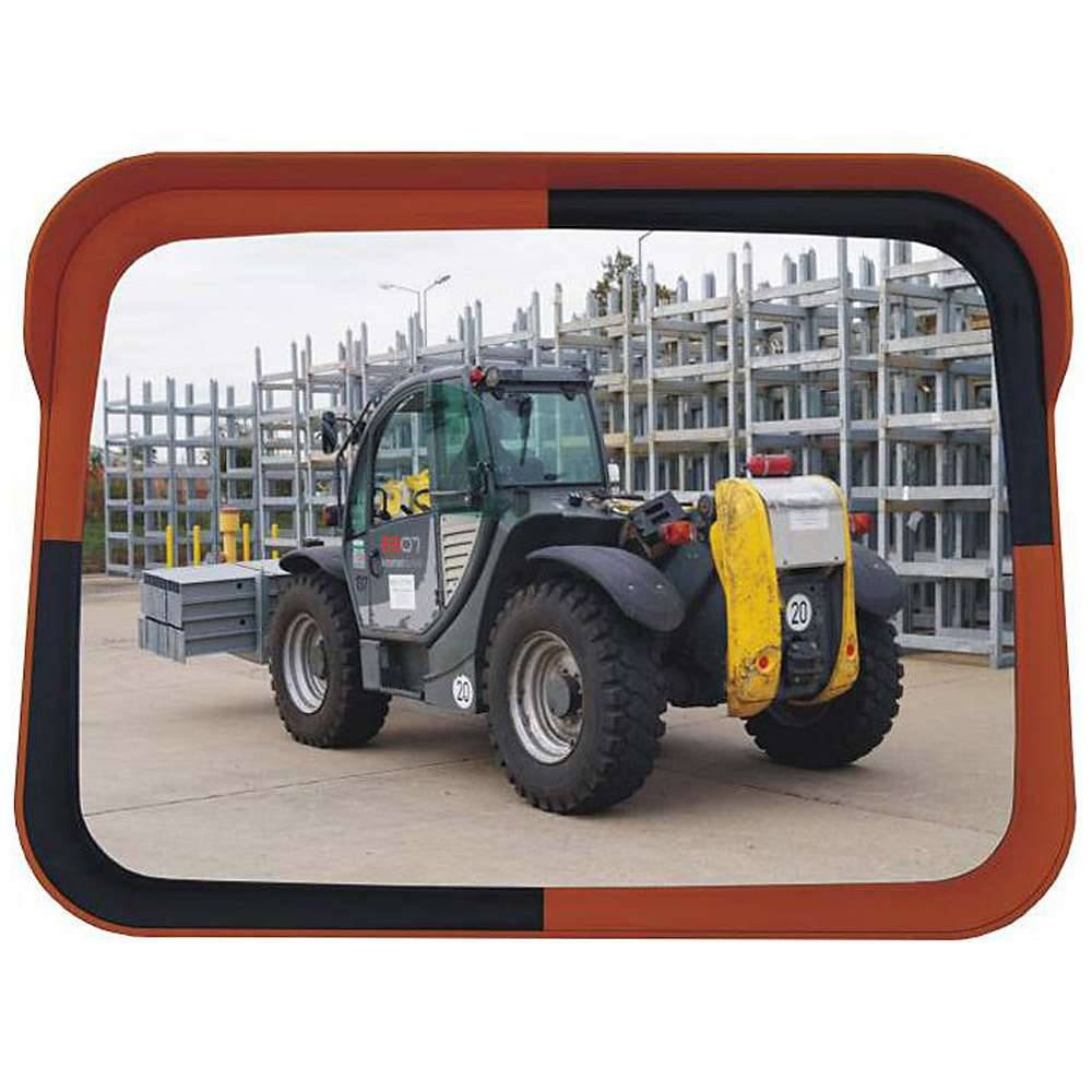 Sicherheitsspiegel - Maße 80 cm x 60 cm - Material Acrylglas - Randfarbe gelb/schwarz