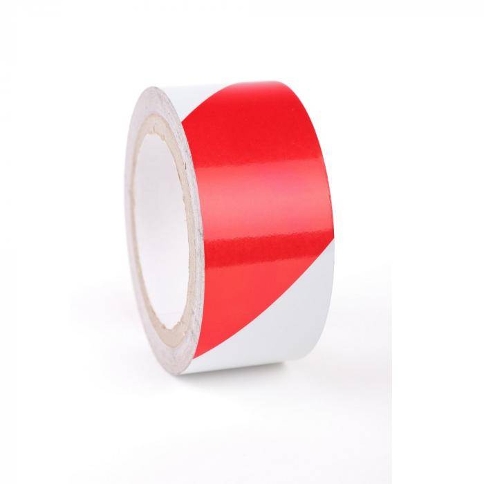 Warnmarkierungsband - PVC - selbstklebend - rot-weiß - Breite 50 mm - Länge 1700 mm