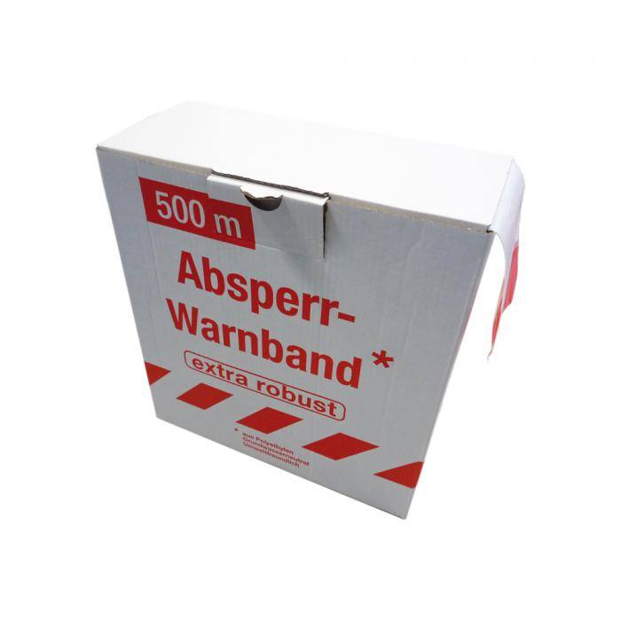 Absperrband - 80 mm x 500 m - rot/weiß - Abrollkarton