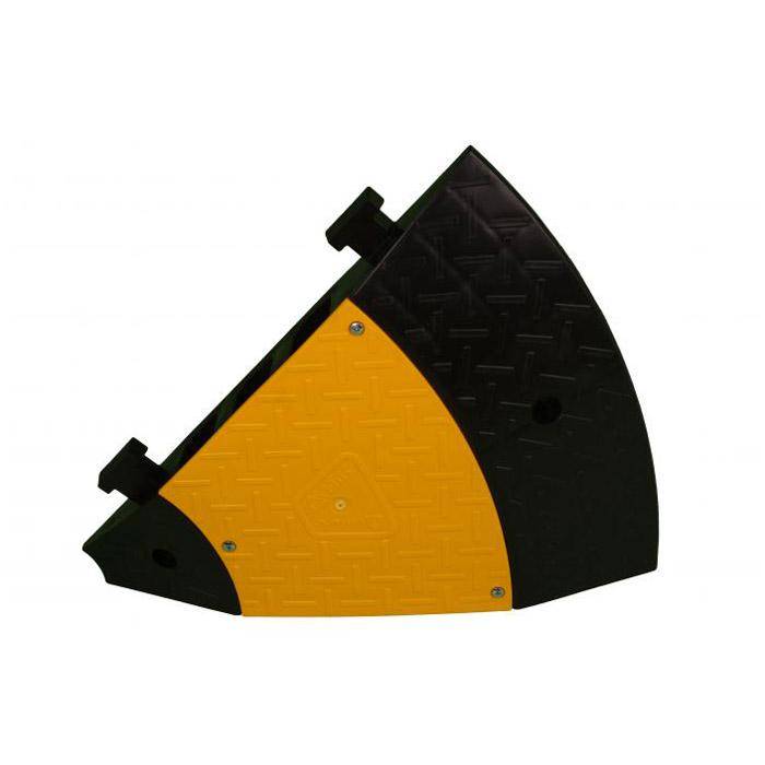 Kabelbrücke - Breite 490 mm - schwarz/gelb - 3 Kabelkanäle - Eckstück 45°