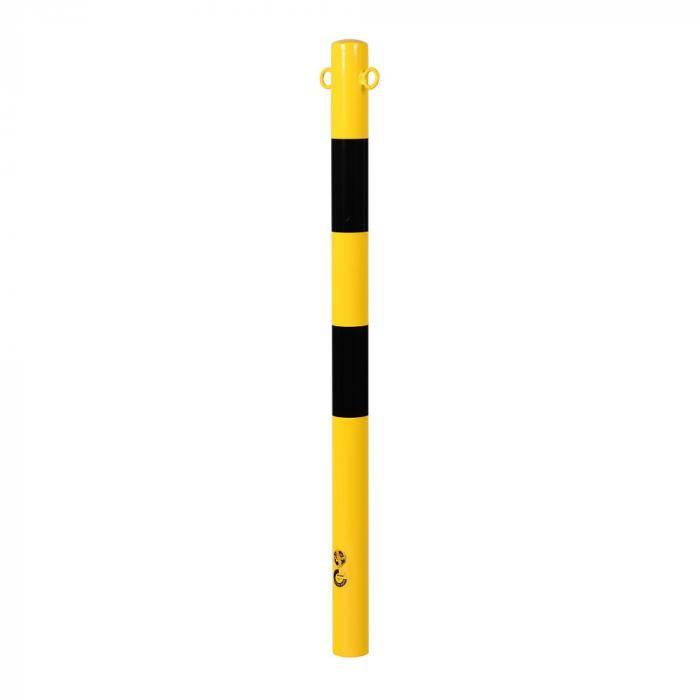 Sperrpfosten - Stahl pulverbeschichtet - Ø 60 mm - mit Ösen - Höhe 1000 mm - gelb-schwarz