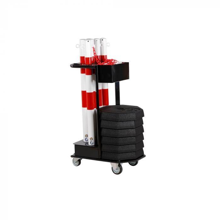 Lager- und Transportgestell - Stahl - mit Kettenpfosten - verschiedene Farben - weiß-rot