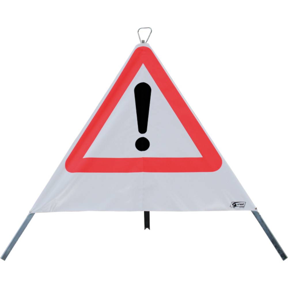 Warn-Zeichen - "Allgemeine Gefahrenstelle" - 900 mm/ 3-seitig - PVC/ Stahl verzinkt - Faltsignal