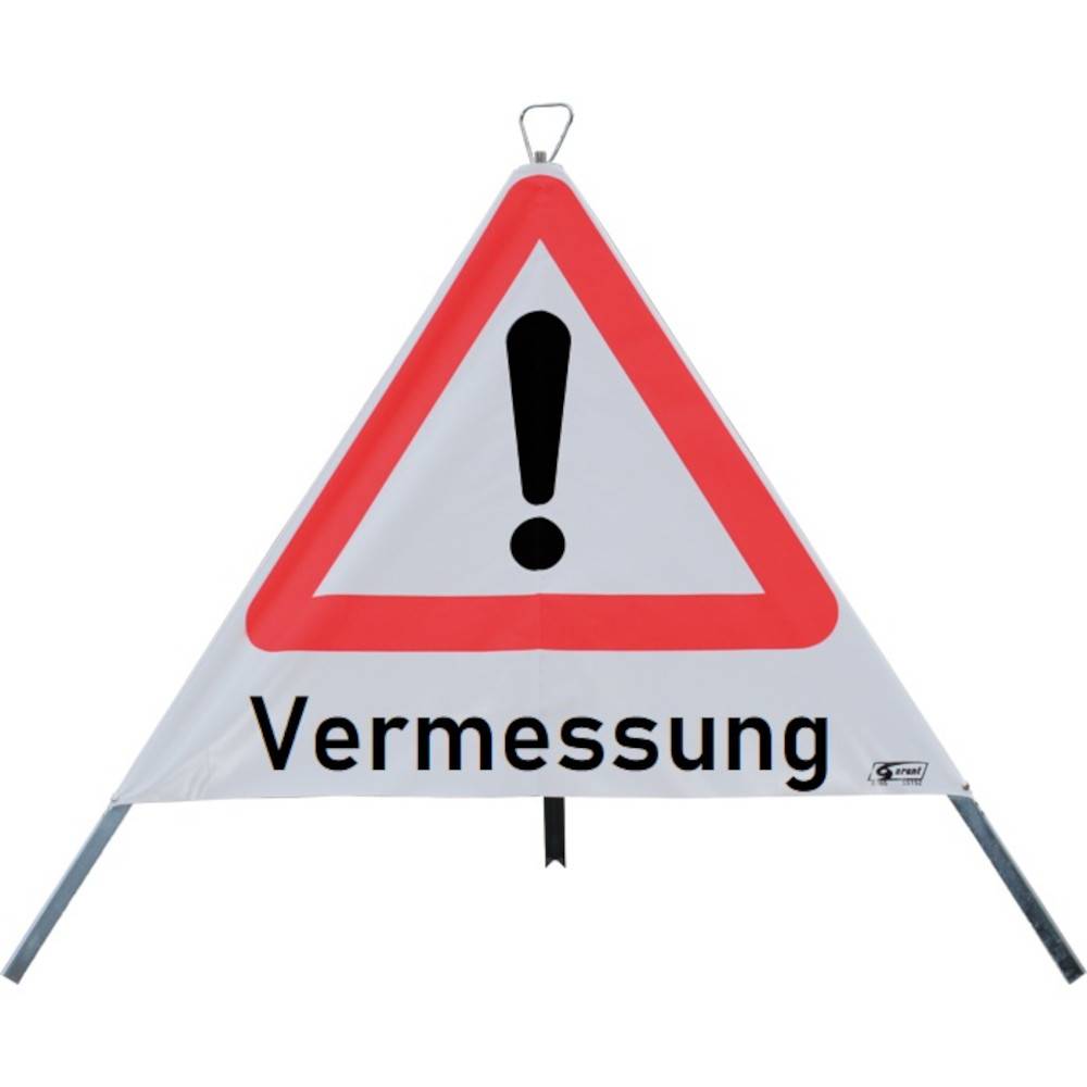 Warn-Zeichen - "Allgemeine Gefahrenstelle" - 700 mm/ 3-seitig - PVC/ Stahl verzinkt - Faltsignal