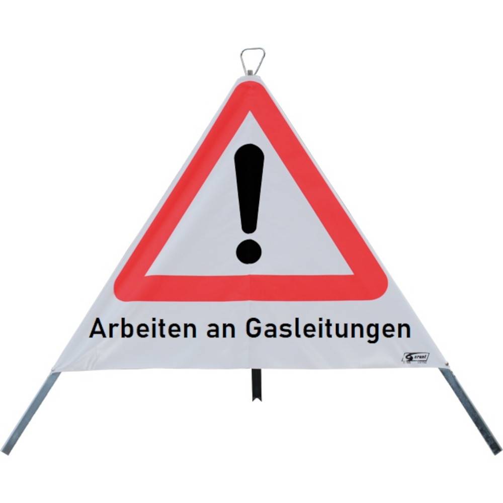 Warn-Zeichen - "Allgemeine Gefahrenstelle" - 900 mm/ 3-seitig - PVC/ Stahl verzinkt - Faltsignal
